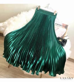 Full length Maxi pleated skirt (glossy fabric fully pleated)