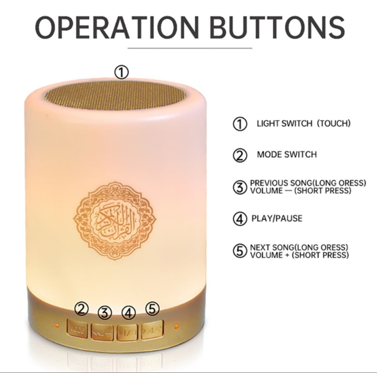 Illuminating Quran speaker/bedside lamp